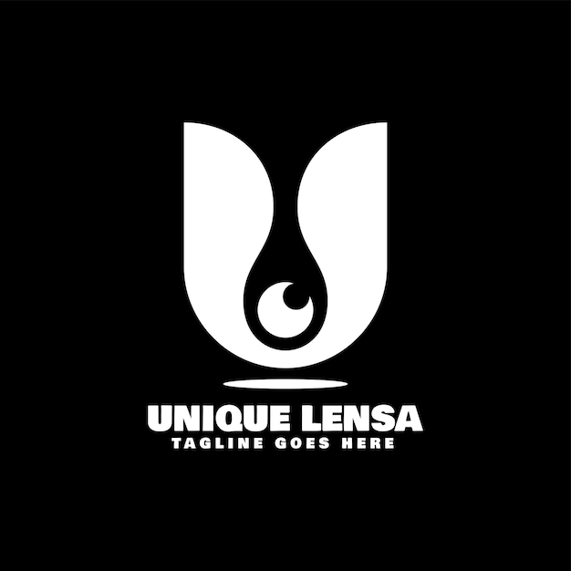 Vector logotipo único estilo lensa shiluette