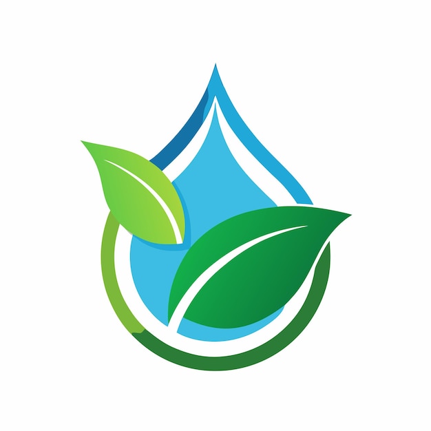 Logotipo único de gota de agua y hoja verde Un símbolo fresco y ecológico para soluciones sostenibles