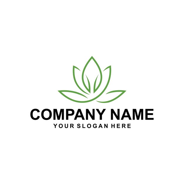 logotipo único de spa de hoja verde