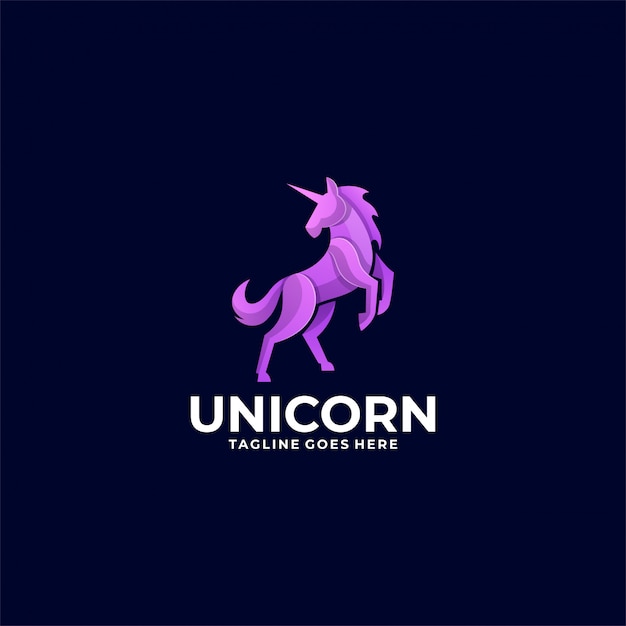 Logotipo Unicornio Salto Degradado Colorido