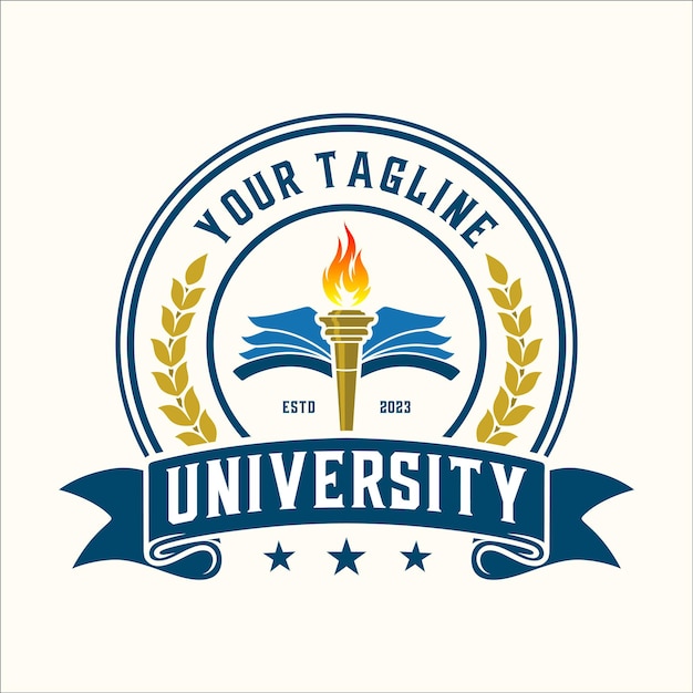 logotipo de la universidad libros togas y antorchas para academias educativas