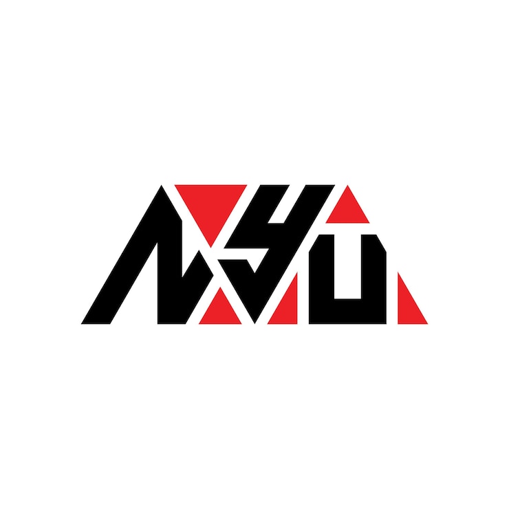 Vector el logotipo de la universidad de nueva york con forma de triángulo, diseño de monograma, triángulo vectorial, plantilla de logotipo con color rojo, logotipo triangular, sencillo, elegante y lujoso.