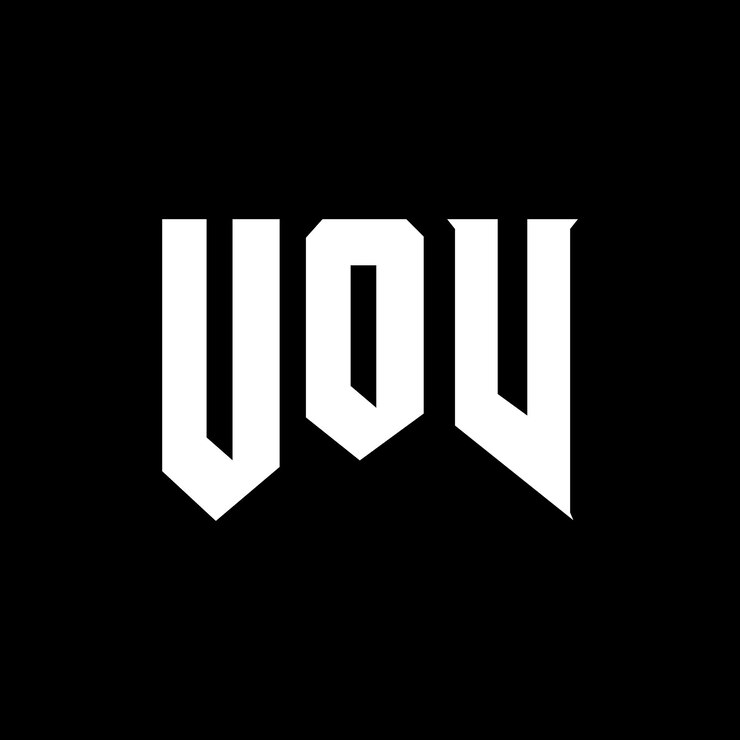 Vector el logotipo de uov es una combinación de colores en blanco y negro, con el icono uov, el vector uov y la tipografía uov.