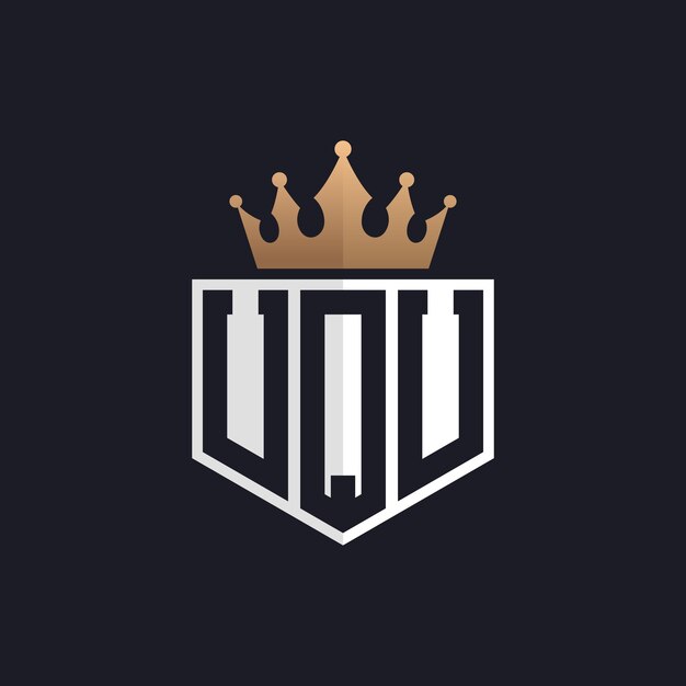 Logotipo UQU de lujo con corona Iniciales elegantes Logotipo de letra UQU para marcas exclusivas Monograma de letra UQ para empresas de alta gama