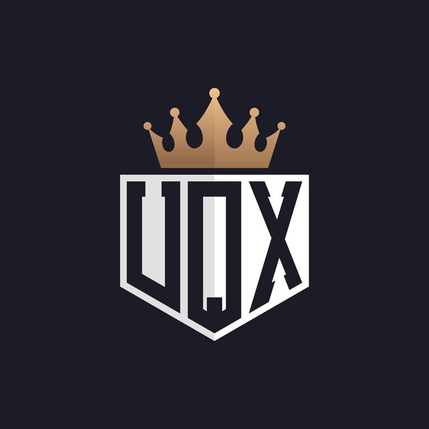 Logotipo UQX de lujo con corona Iniciales elegantes Logotipo de letra UQX para marcas exclusivas Monograma de letra U QX para empresas de alta gama
