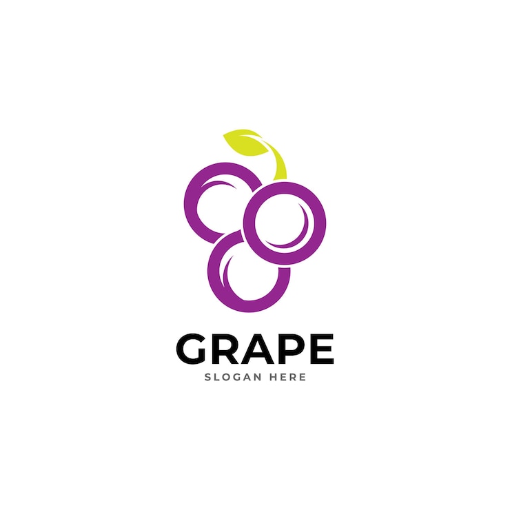 Vector logotipo de uva con estilo moderno de contorno degradado
