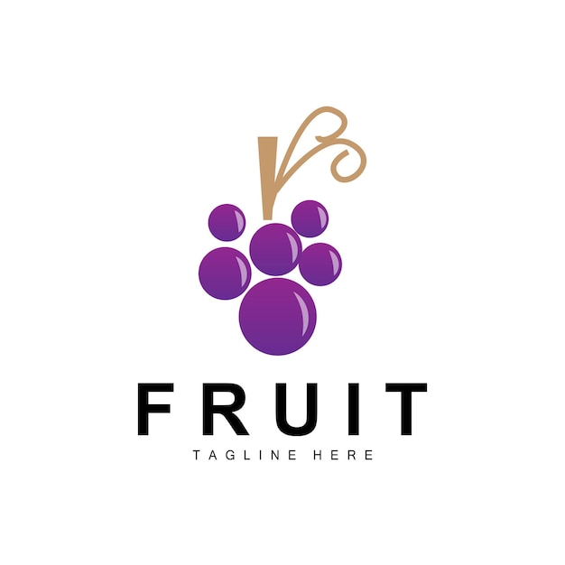 Logotipo de uva granja fruta vector diseño de fruta púrpura fresca icono de producto de uva tienda de frutas