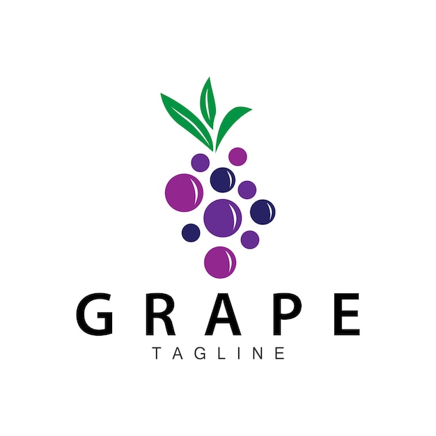Logotipo de uva Vector de jardín Fruta morada fresca Diseño de marca de vino Plantilla de ilustración simple