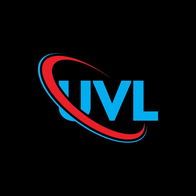 El logotipo UVL, la letra UVL, el diseño del logotipo de las iniciales UVL, vinculado con un círculo y un monograma en mayúsculas, es una tipografía UVL para negocios tecnológicos y marcas inmobiliarias.