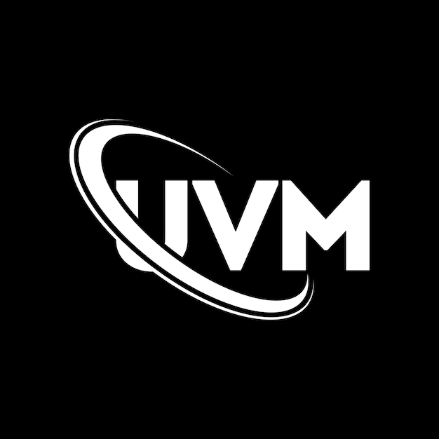 El logotipo UVM, la letra UVM, las iniciales UVM, el logotipo vinculado con círculo y mayúscula, el monograma UVM y la tipografía UVM para el negocio tecnológico y la marca inmobiliaria.