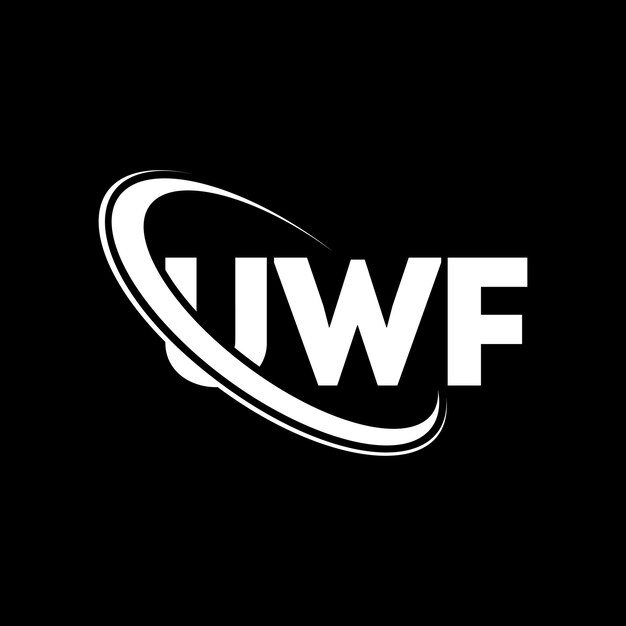 El logotipo de UWF, la letra UWF, el diseño del logotipo de la carta UWF, las iniciales, el logotipo UWF vinculado con un círculo y un monograma en mayúsculas, la tipografía UWF para el negocio tecnológico y la marca inmobiliaria.