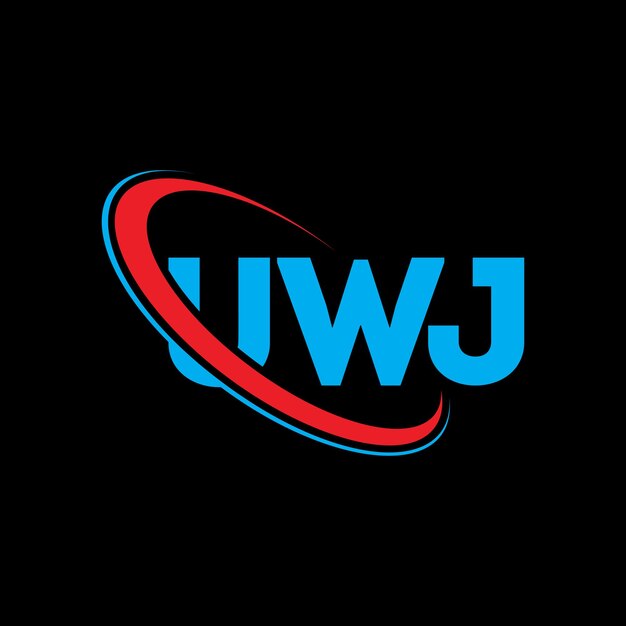 El logotipo de UWJ, la letra UWJ, el diseño del logotipo de la carta UWJ, las iniciales del logotipo UWJ vinculadas con círculo y mayúsculas, el logotipo del monograma UWJ, tipografía para negocios tecnológicos y marca inmobiliaria.
