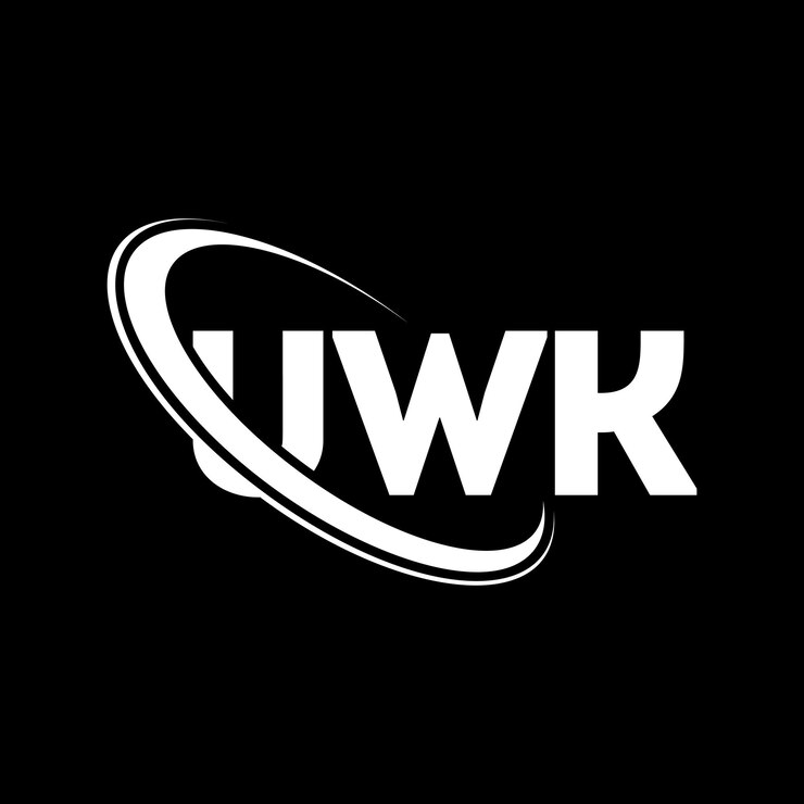 Vector el logotipo uwk, la letra uwk, las iniciales uwk, vinculado con círculo y mayúscula, el logotipo del monograma, la tipografía uwk para el negocio tecnológico y la marca inmobiliaria.