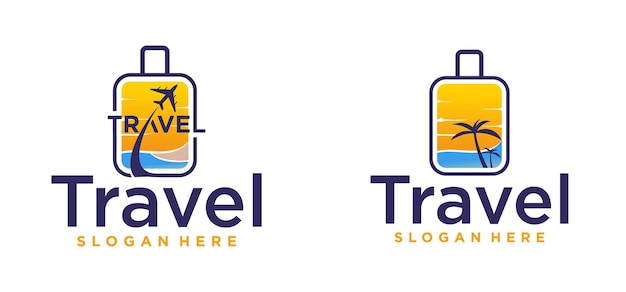 logotipo de vacaciones en la playa logotipo de agencia de viajes de verano logotipo de negocio de viajes concepto de logotipo