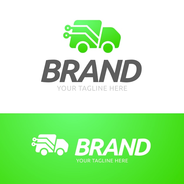 Logotipo de vagón logístico o de entrega con color azul y blanco en vector