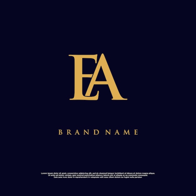 Logotipo de vector abstracto EA de combinación moderna de lujo