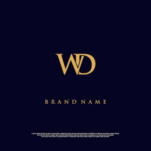 Logotipo de vector abstracto WD de combinación moderna de lujo
