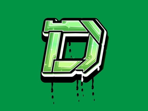 Logotipo de vector de alfabeto de letra D verde