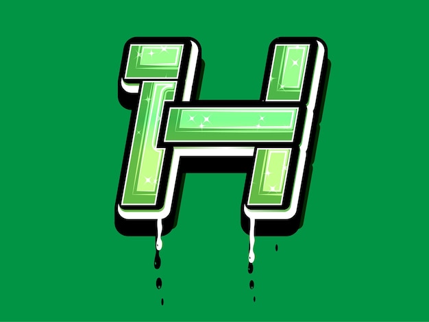 Logotipo de vector de alfabeto de letra h verde