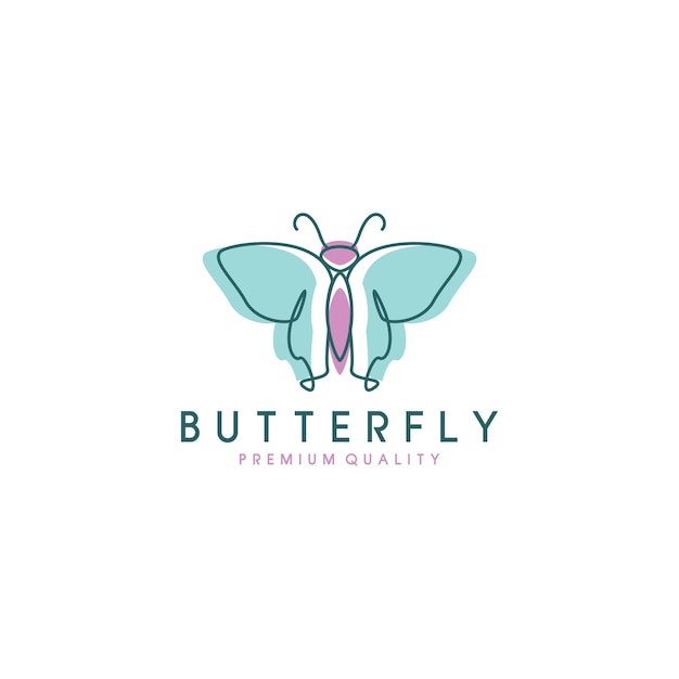 Logotipo de vector de arte de línea de mariposa