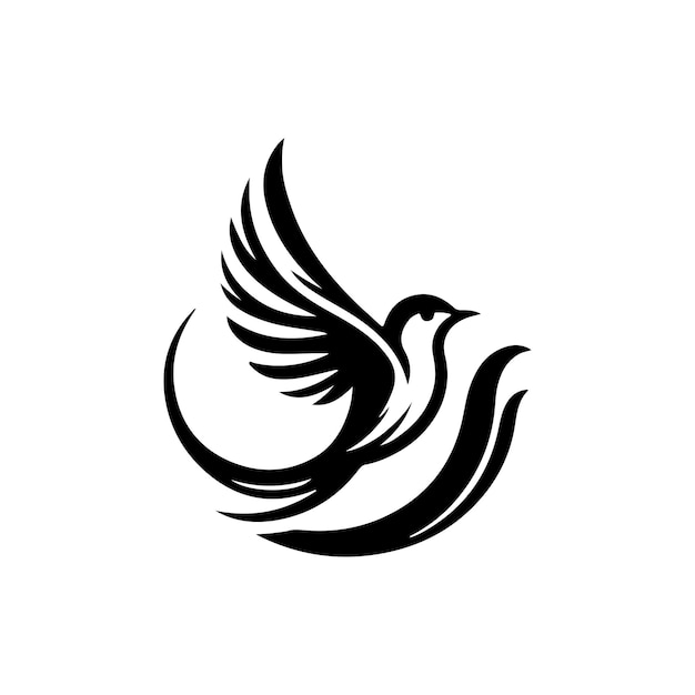 El logotipo del vector de aves en blanco y negro
