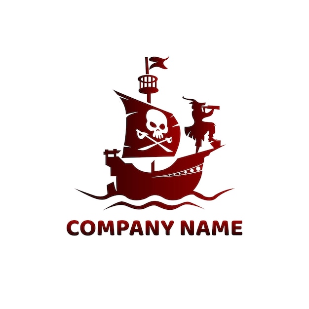 Logotipo de vector de barco de piratas