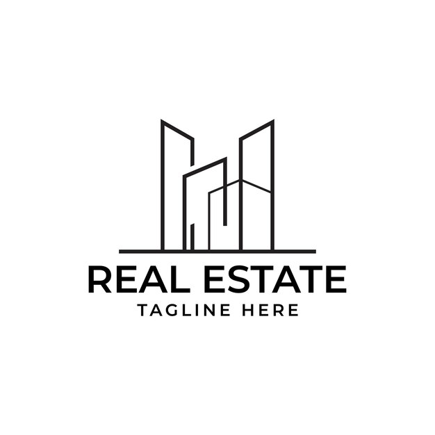 Logotipo de vector de bienes raíces Logotipo de vector de ciudad de casa Logotipo de bienes raíces premium Símbolo de icono de inicio de línea