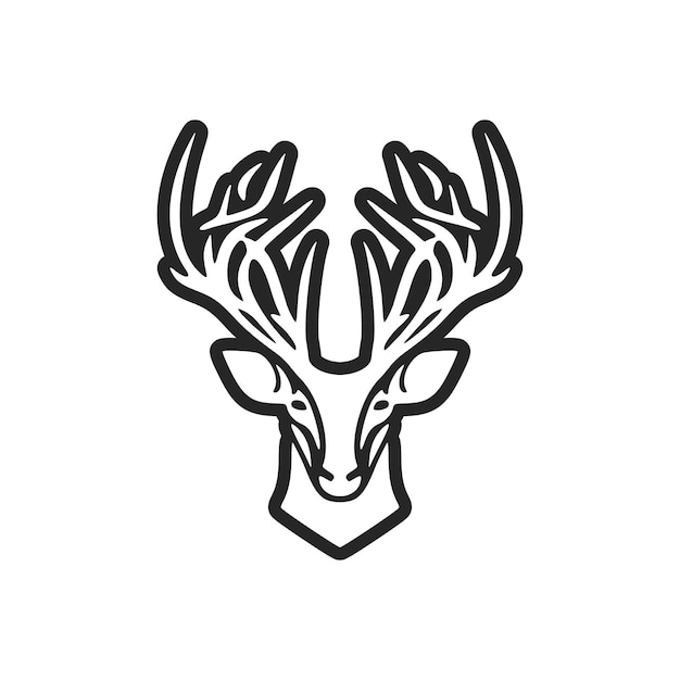 El logotipo de vector blanco negro refinado del ciervo aislado en un fondo blanco