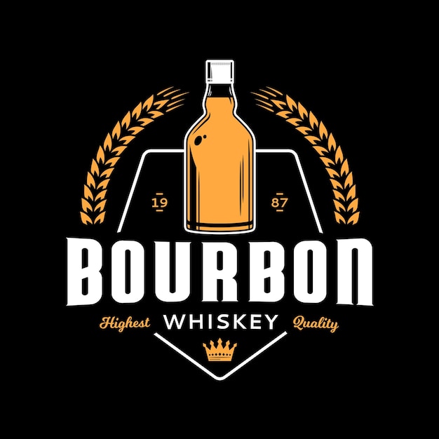 El logotipo de Vector bourbon whiskey vintage