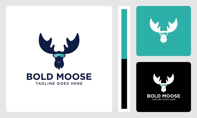logotipo de vector de cabeza de alce con gafas