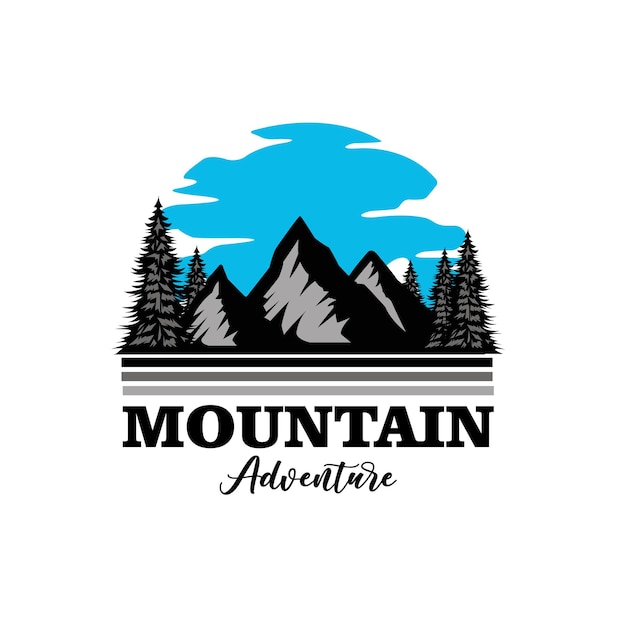 Logotipo de vector de campamento de montaña, diseño de vector de logotipo premium de aventura al aire libre