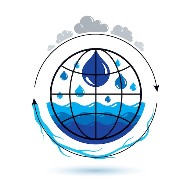 Logotipo de vector de circulación de agua global para su uso como símbolo de diseño de marketing. Vivir en armonía con el concepto de naturaleza.