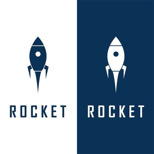 Logotipo y vector de cohete espacial con plantilla de eslogan