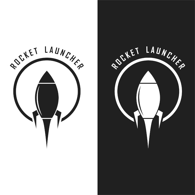 Logotipo y vector de cohete espacial con plantilla de eslogan