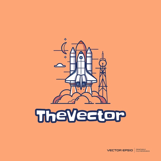 El logotipo del vector de cohetes es una ilustración de dibujos animados eps10