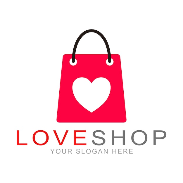 El logotipo del vector de compras de amor