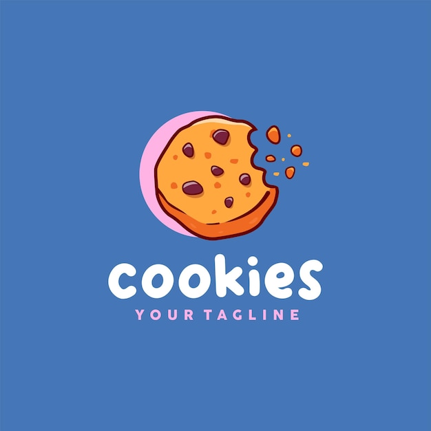 Vector logotipo de vector de cookie con un bocado