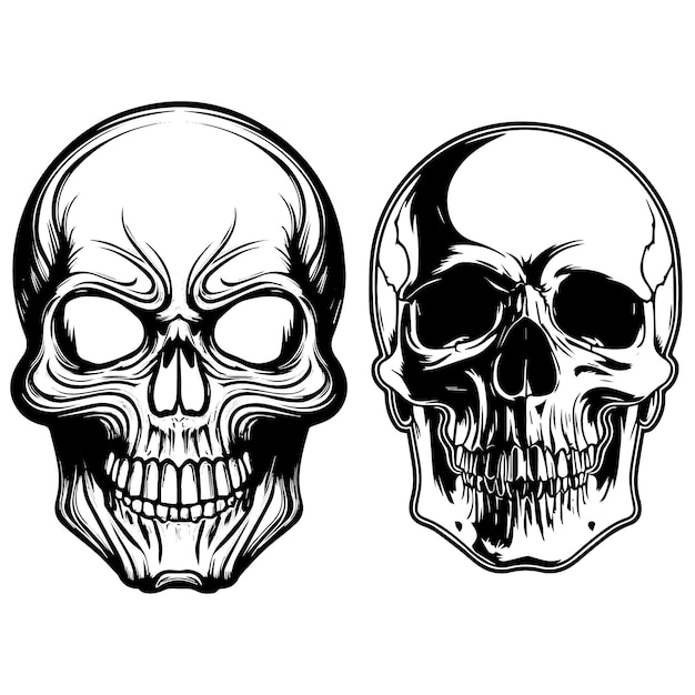 Logotipo de vector de cráneo humano vintage