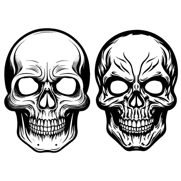 Logotipo de vector de cráneo humano vintage