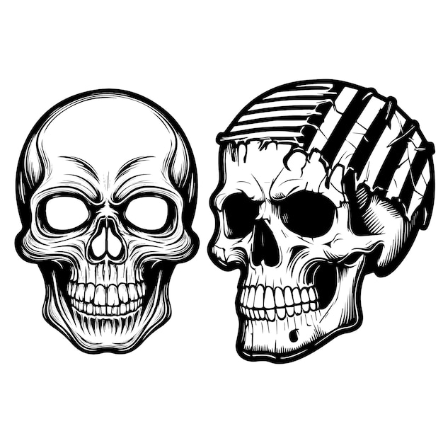 Logotipo de vector de cráneo humano vintage