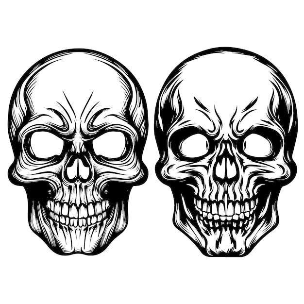 Logotipo de vector de cráneo humano vintage