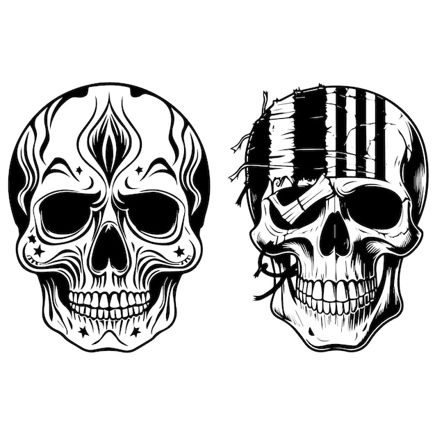 Logotipo de vector de cráneo humano vintage