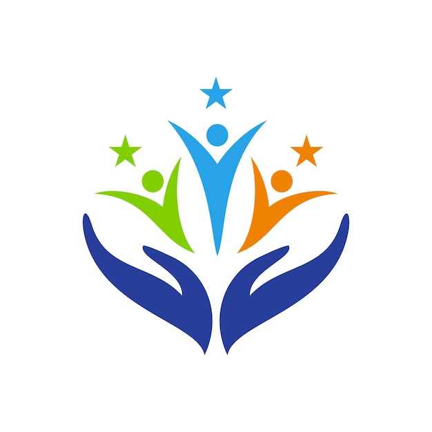 logotipo de vector de cuidado de personas