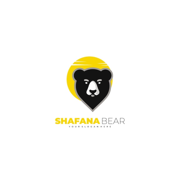 Logotipo de vector de diseño de ubicación de oso para icono o símbolo