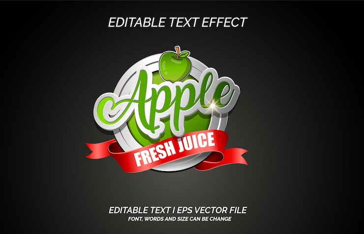 Vector logotipo de vector de efecto de texto de jugo de manzana