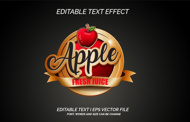 Vector logotipo de vector de efecto de texto de jugo de manzana