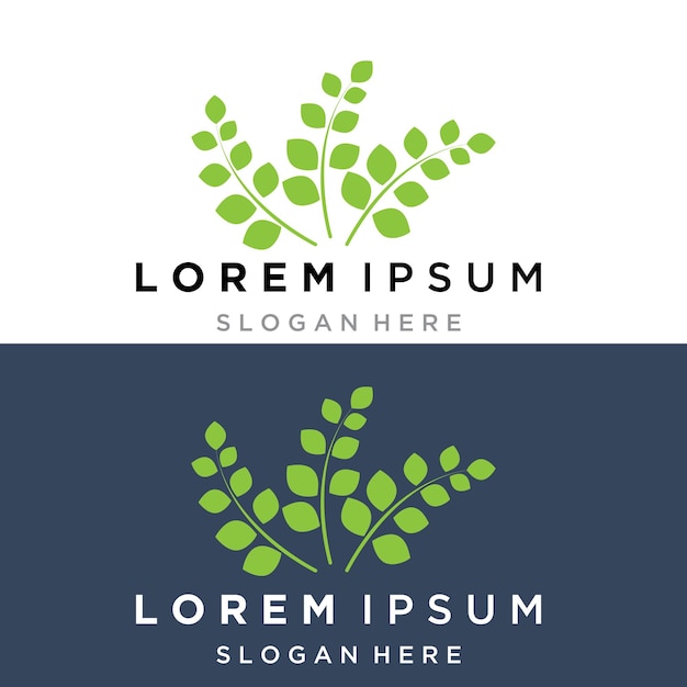 Logotipo del vector de elementos naturales de la ecología de la hoja verde