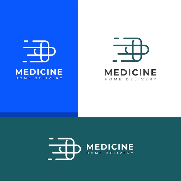 Logotipo del vector de entrega rápida de medicamentos creativos en el hogar