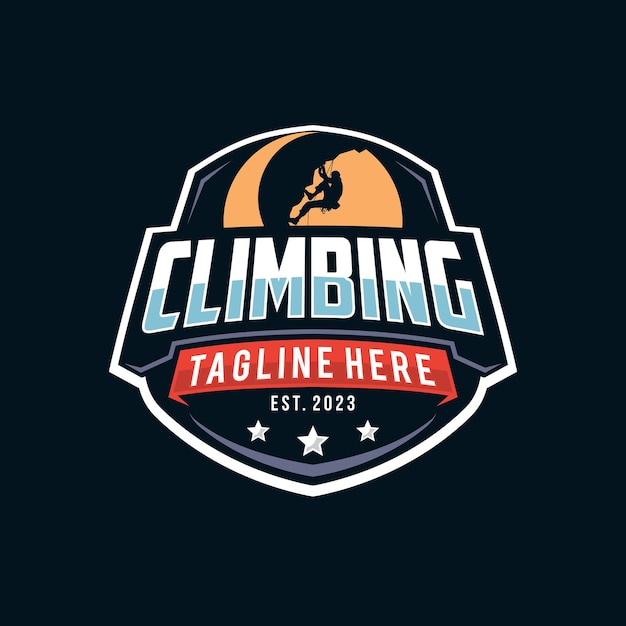 Logotipo del vector de escalada Emblema de escalada deportiva Ilustración de escalada de pasatiempo