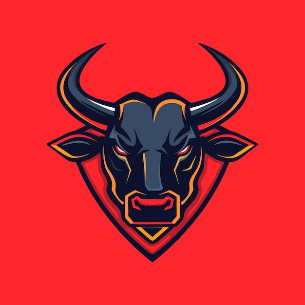 El logotipo del vector de esport toro en un fondo en blanco
